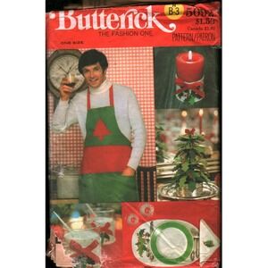 Vintage Butterick 5092 Christmas Holiday Decor Apron Pillows Sewing Pattern FF